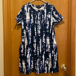 Ellen Tracy Tie Dye T-shirt Dress with Pockets NWT